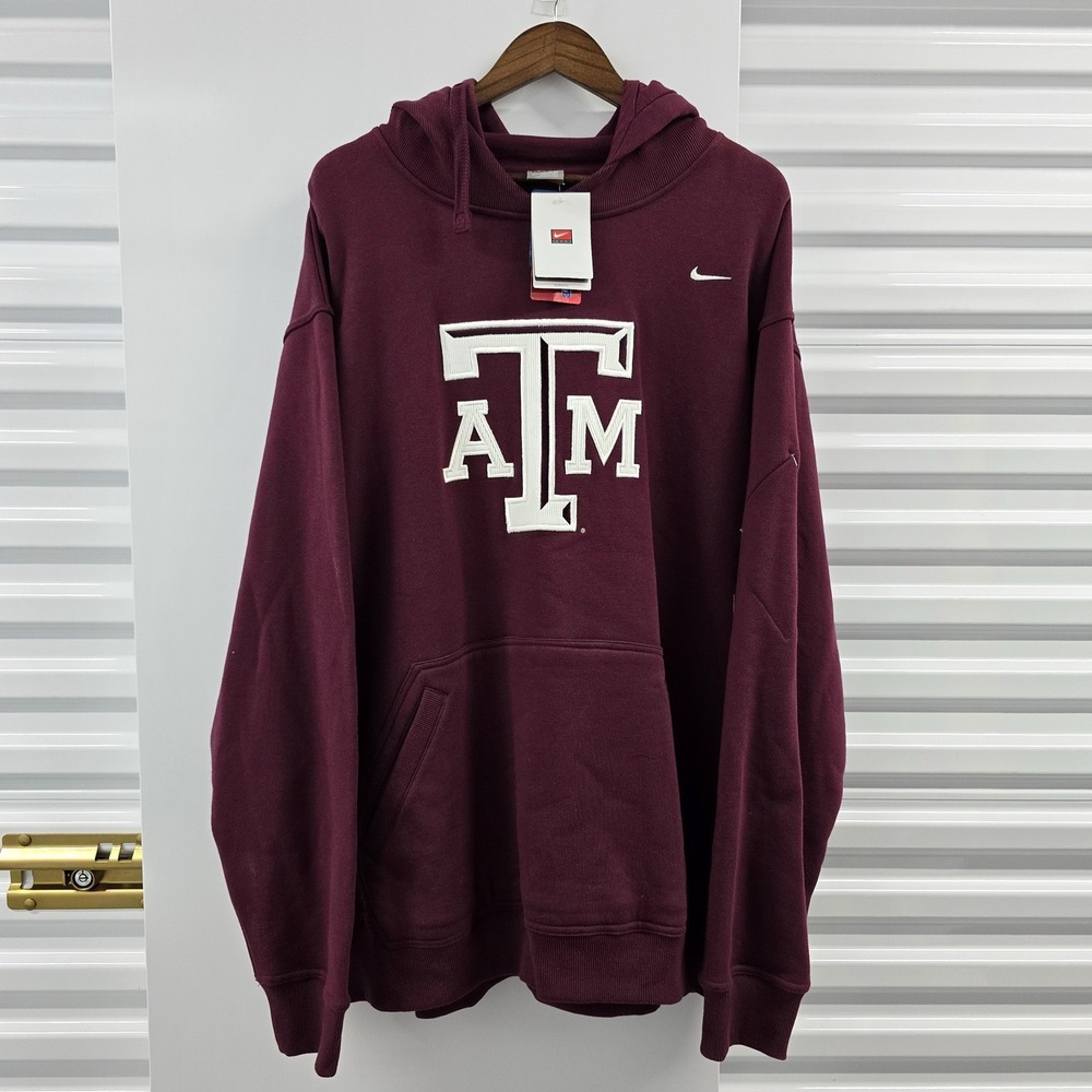 NWT Y2K Nike Texas A&M Aggies Hoodie Men XXL Maroon Embroidered NCAA